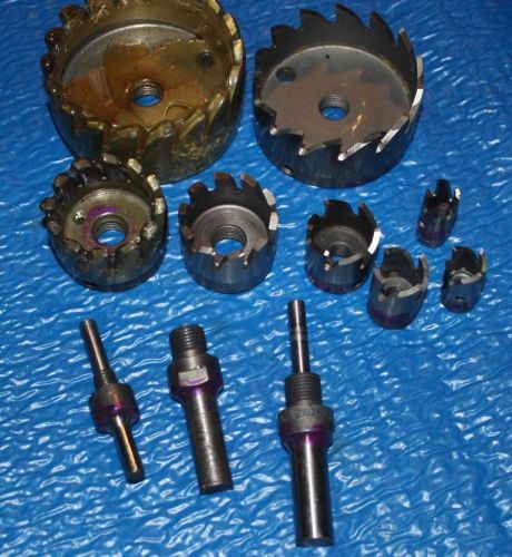 Aircraft/aviation tools set of 8 hole saws with 3 arbors