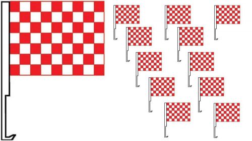 Car dealer supplies 12 car window clip on flags red &amp; white race checkered