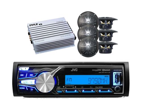 Jvc boat in-dash bluetooth receiver ipod/usb/aux input, 6 x speakers, amplifier