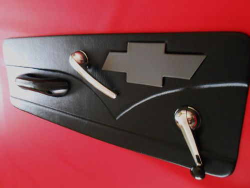 Door panel inserts new 64-66 chevy truck black vinyl with charcoal gray b-tie