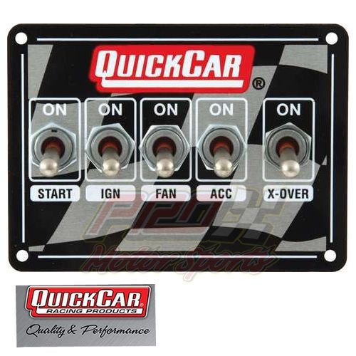 Quickcar ignition switch panel -  w/4 toggles/ 1 momentary toggle switch 50-1711