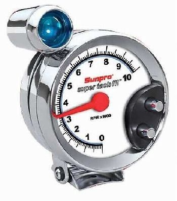5" chrome tachometer white / chrome super tach iii cp7914 authorized distributor