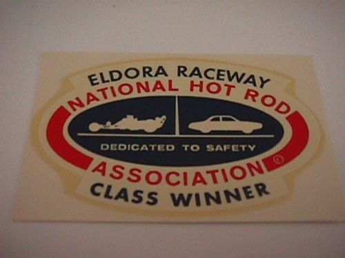 Vintage water transfer decal  &#034;nhra eldora raceway &#034;