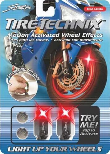 Lightning kit & accessories tire valve cap flashers hex motorcycle red 2 pack