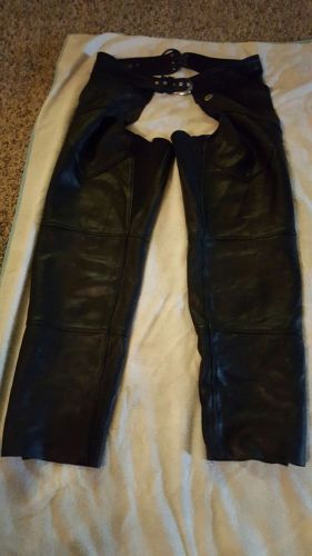 Black leather harley davidson chaps women's xxl  usa 98480-98 vw pre-owned