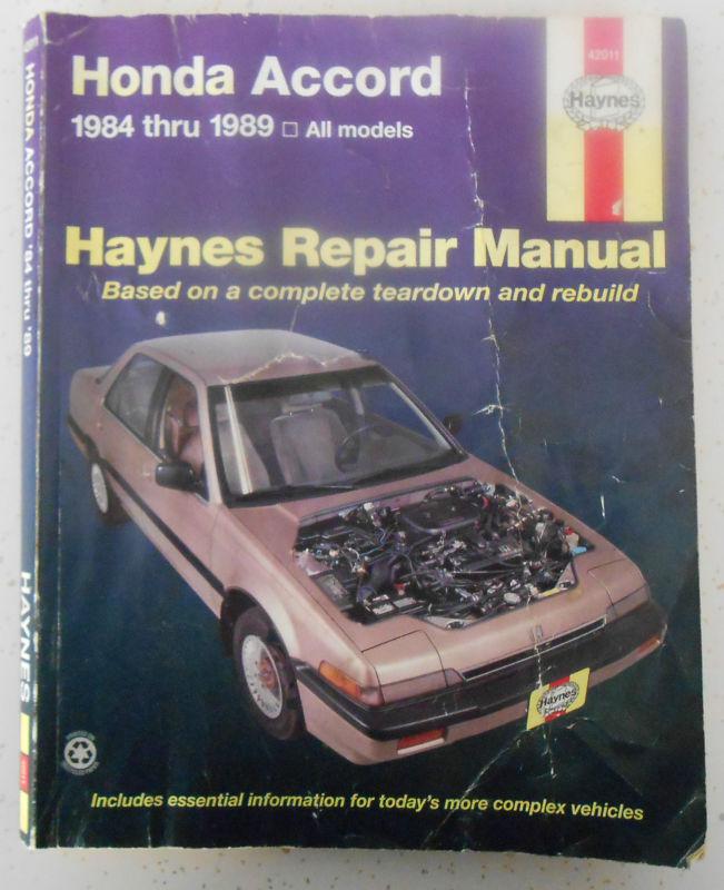 Haynes honda accord repair manual 1984 thru 1989.  good condition