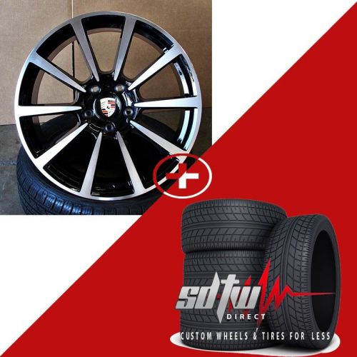 20" porsche 911 carrera cabriolet style staggered wheels black machined w/tires