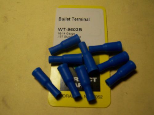 Electrical terminal - bullet/snap terminals 16-14 ga .157 stud, female, blue 9pc