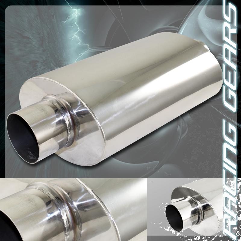 3" inlet outlet t-304 stainless steel resonator canister exhaust muffler no tip
