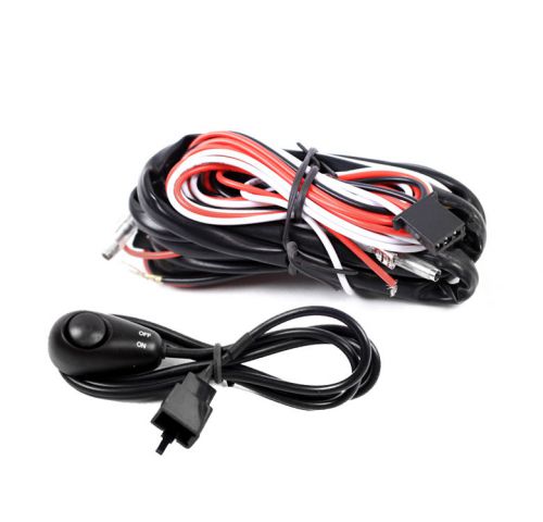 Universal wiring harness kit fog driving light lamp w/fuse+relay+on/off switch