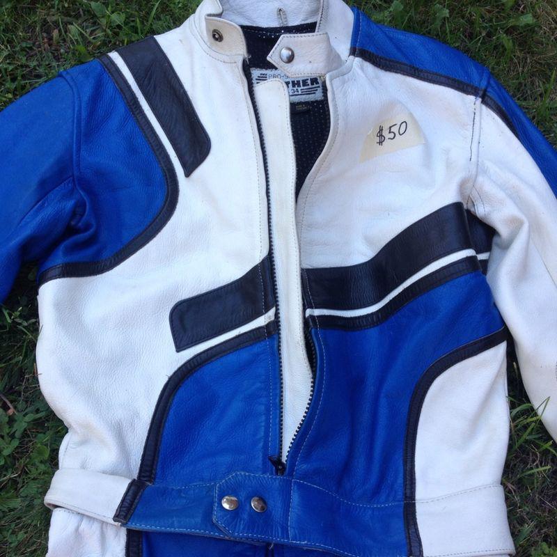 Vintage pro-sport genuine leather full motorcycle uniform suit --- nice !!!