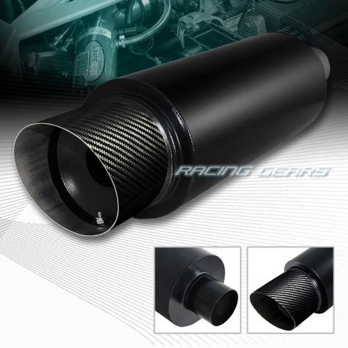 4&#034; slant carbon tip 3&#034; inlet black t-304 stainless exhaust muffler universal 5