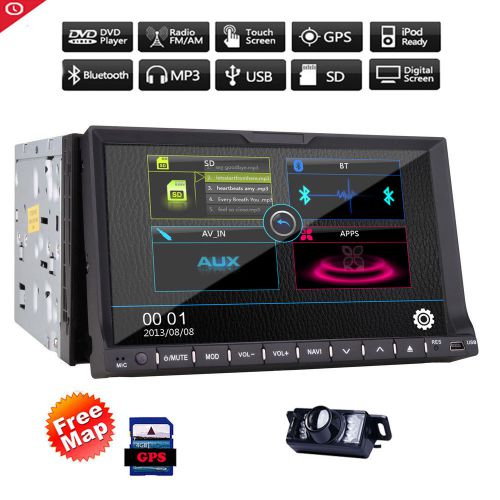 Gps navi bluetooth car stereo dvd cd player radio touch screen 2din 7" hd+camera