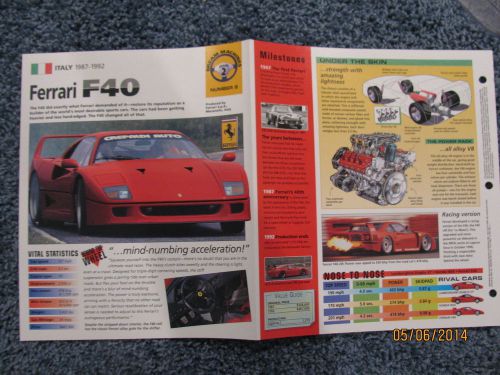 ★★ ferrari f40 -  collector brochure -  specs info 1987 - 1992 ★★