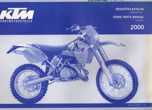 2000 ktm motorcycle chassis 250/300/380 sx spare parts manual p/n 3.204.81 (420)