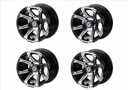 14x7 rampage atv/utv black/machined 4/110 +10et wheel - set of 4