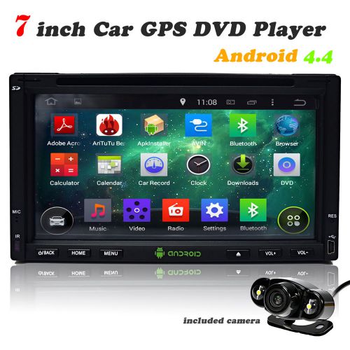 7" double 2din car dvd player android 4.4 gps nav 3g wifi dual zone swc+camera
