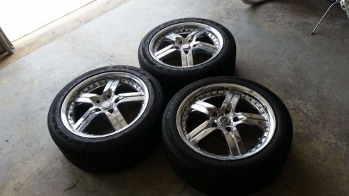 Three (3)american racing wheels 7x17 chrome rims with goodyear performance tires