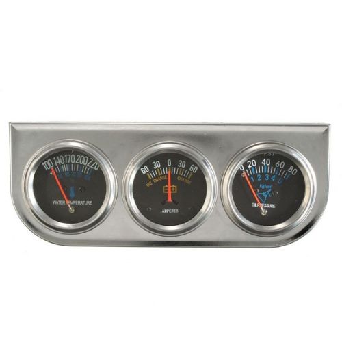 New car auto meter trio ammeter water temp oil pressure gauge mechanical sliver