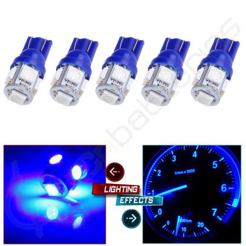 5pcs t10 car ultra blue led 194 168 smd w5w wedge side light bulb lamp 12v dc