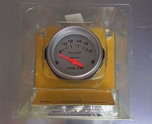 Auto meter gauge 2-1/16&#034; voltage meter voltmeter, 8-18v, ultra-lite 4391 - new