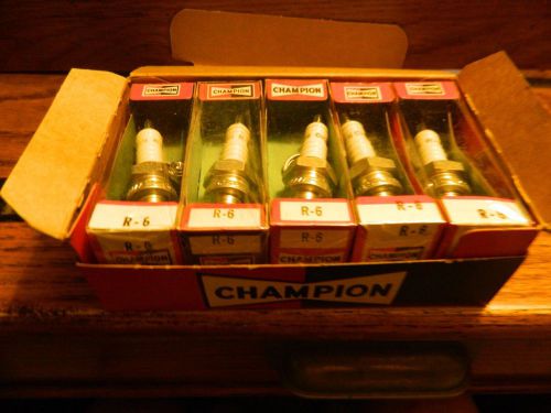 Box of  10 vintage  champion r-6 spark plugs