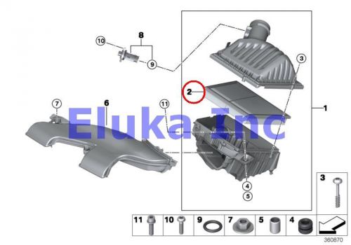 Bmw genuine intake noise attenuator / air duct air filter element f55 f56 267