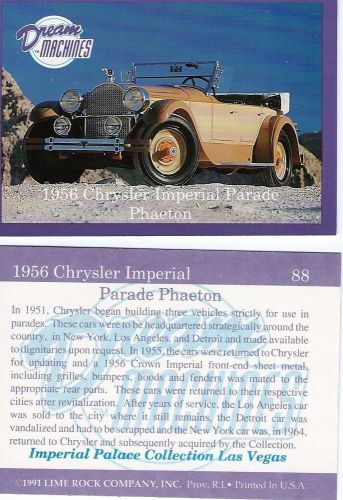 1956 chrysler imperial parade phaeton  collector card  2 1/2&#034;x3 1/2&#034;