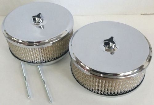 2 chrome 6 x 2 6&#034; x 2&#034; air cleaner sbc chevy ford fits holley edelborck 4 brl v8