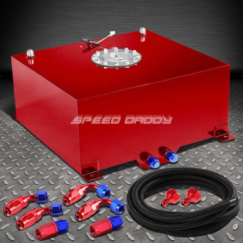 15 gallon/57l red aluminum fuel cell gas tank+level sender+nylon fuel line kit