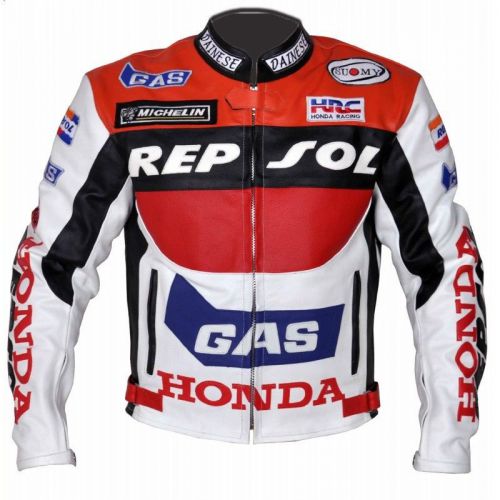Honda repsol men&#039;s street racing motogp motorcycle biker leather jacket