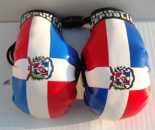 Dominican republic flag hanging &#034;mini&#034; boxing gloves ornaments only!! 3.5 x 2 in