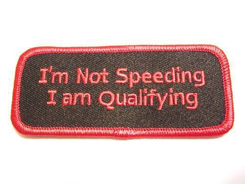 #0061 motorcycle vest patch i&#039;m not speeding i am