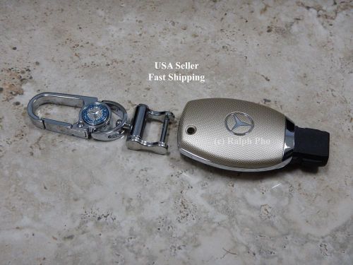 Luxury mercedes smart key chain cover case texture beige metallic