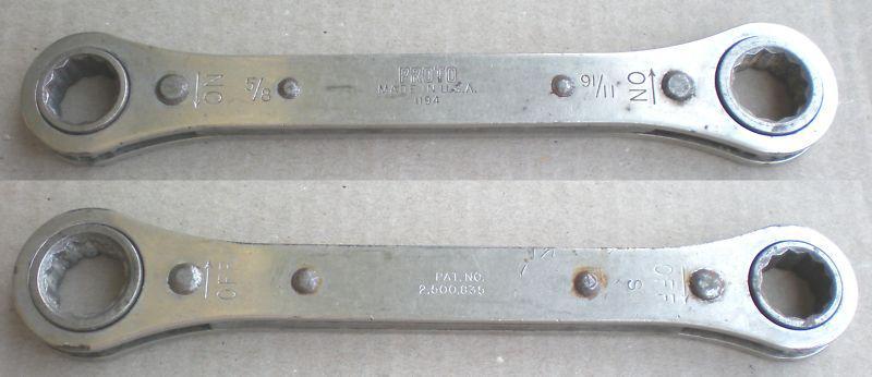 Proto 5/8” x 11/16” 12pt ratcheting box end wrench - model 1194 - used