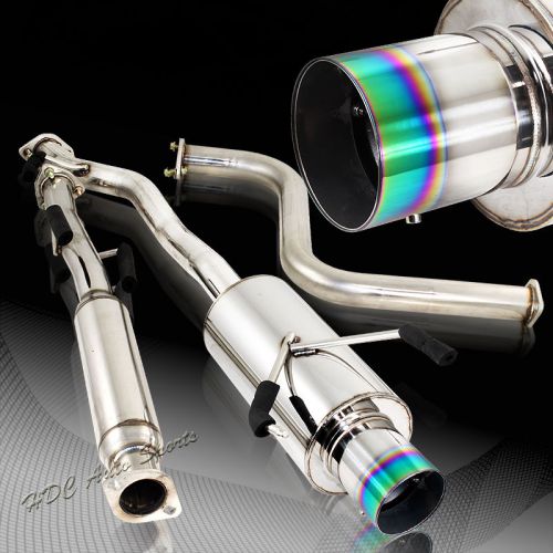 For honda accord dx lx ex 4&#034; rainbow burnt tip stainless catback exhaust system