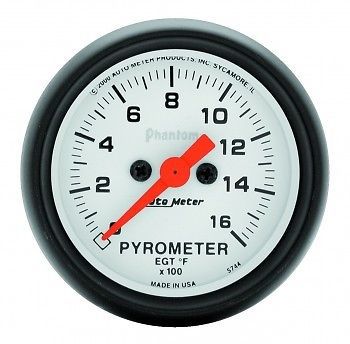 Autometer gauge, 2-1/16&#034;, pyrometer 0-1600 degrees f. phantom  -5744
