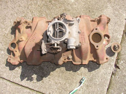 Barn find chevy 283 intake manifold with attached gm 2-jet rochester carb