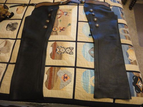 Phs saddlery co.  mens custom leather chaps lc-3 large 40&#039;&#039; long 40&#039;&#039;+ waist
