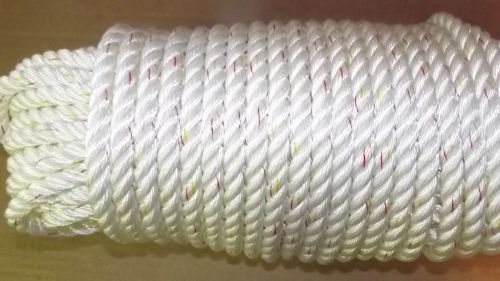 New 1/2&#034; x 91&#039; 3-strand nylon rope, anchor line, dock line, white