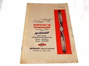 Vintage 1958 mccauley owner&#039;s manual ~ aviation propeller models 2d36c14 2d36c28