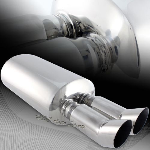 3.5" dtm dual slant tip t-304 weld-on exhaust muffler 2.5" inlet universal 3
