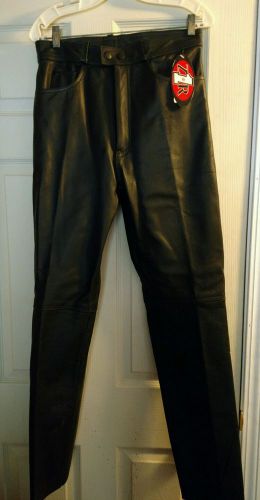 Z1r black leather motorcycle jeans pants size 32x34 unhemmed, new with tags