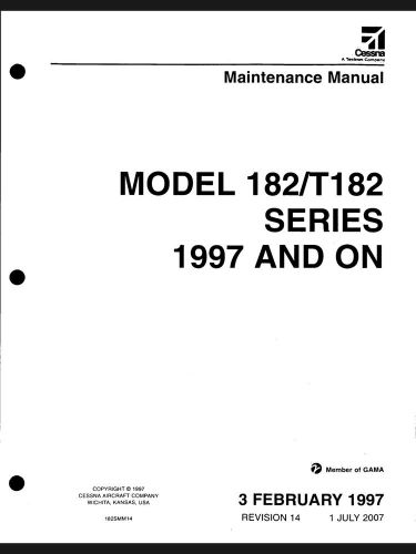 Cessna 182/T182 Maintenance Manual 1997 And ON, US $29.95, image 1