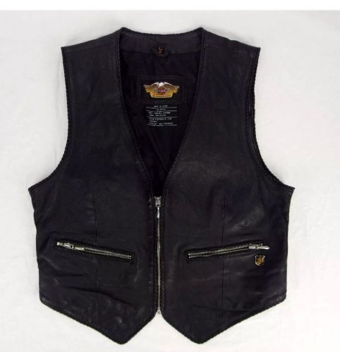 Harley davidson women&#039;s &#034;alamosa&#034; black leather vest size l