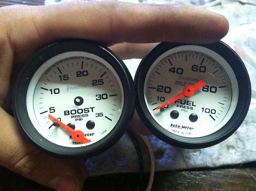 Autometer fuel pressure and boost gage gauge 2 1/16" phantom hot rod muscle car