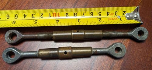 Lot of 2 vintage sailboat brass or bronze 1/4" closed turnbuckles rigging