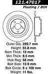 Centric parts 121.47017 rear disc brake rotor