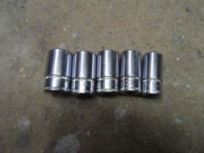 Snap-on 1/4" drive 11 thru 15 mm 6-point semi deep socket tmms11 to 15 5-pc lot