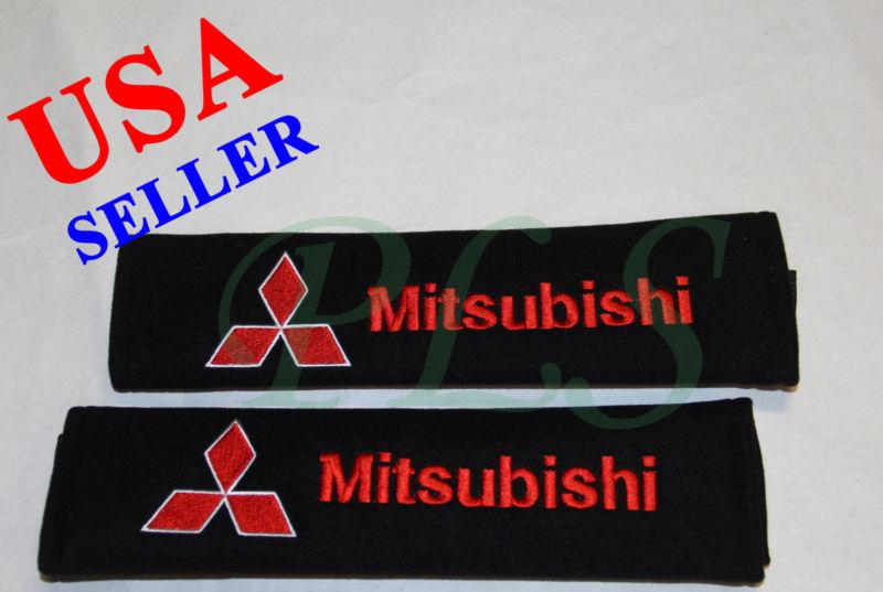 Mitsubishi seat belt cover shoulder pads black cushion pair